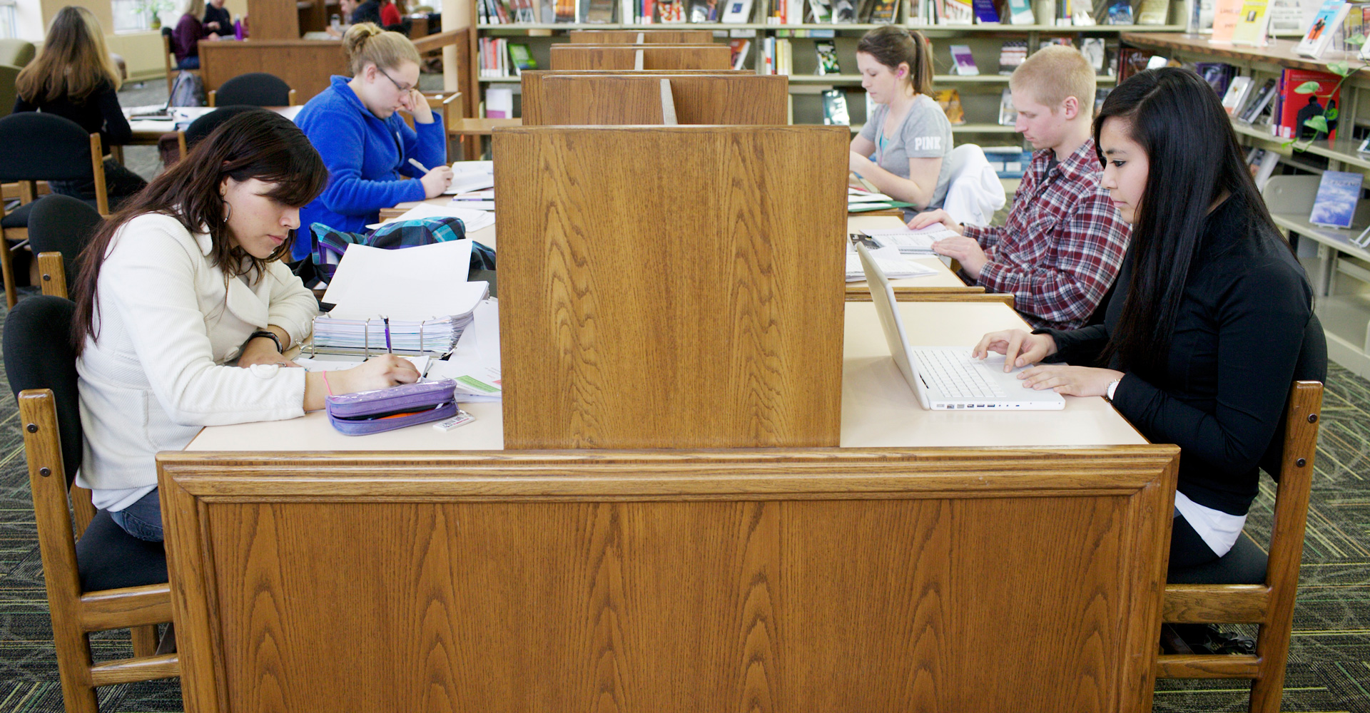 Students studying at the library.