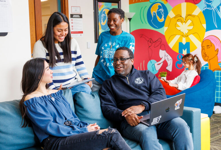 group of students conversing