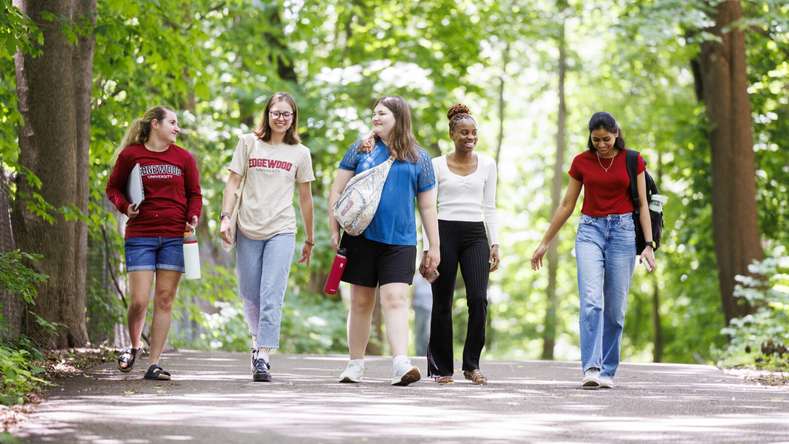 Group of girls walking and smiling