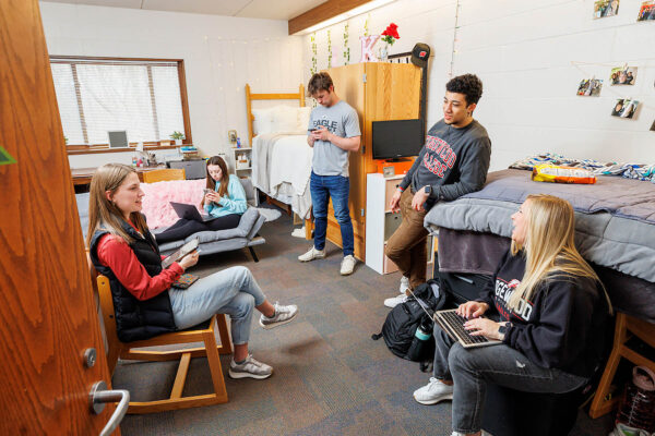 a group of people in a room