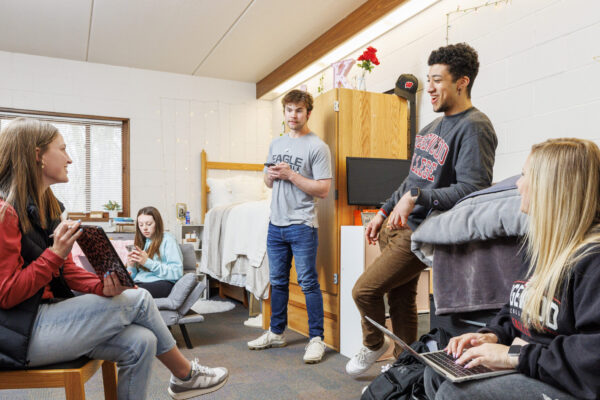 a group of people in a room