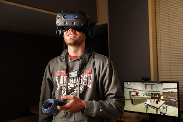 a person wearing a virtual reality headset