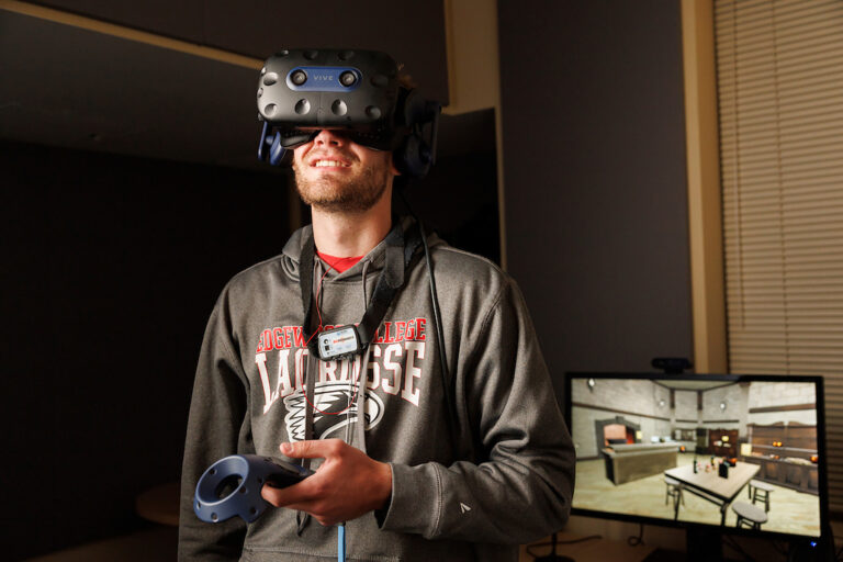 a person wearing a virtual reality headset
